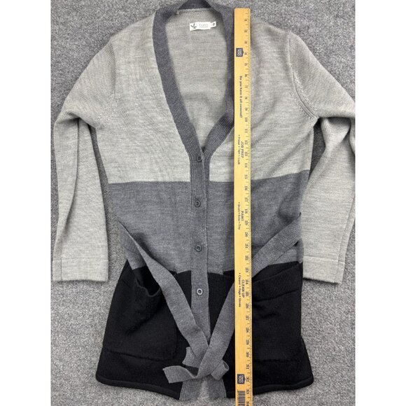 Carve Designs Sweater Women's Medium Gray Merino Wool Button Up Belted Cardigan - Picture 4 of 7